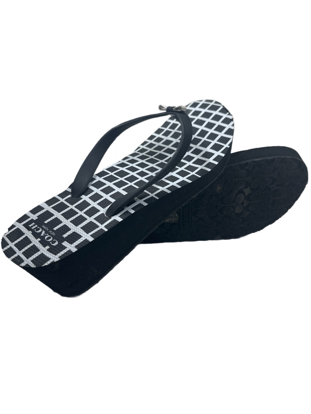 Coach Black & White Grid Thong Sandals size 11